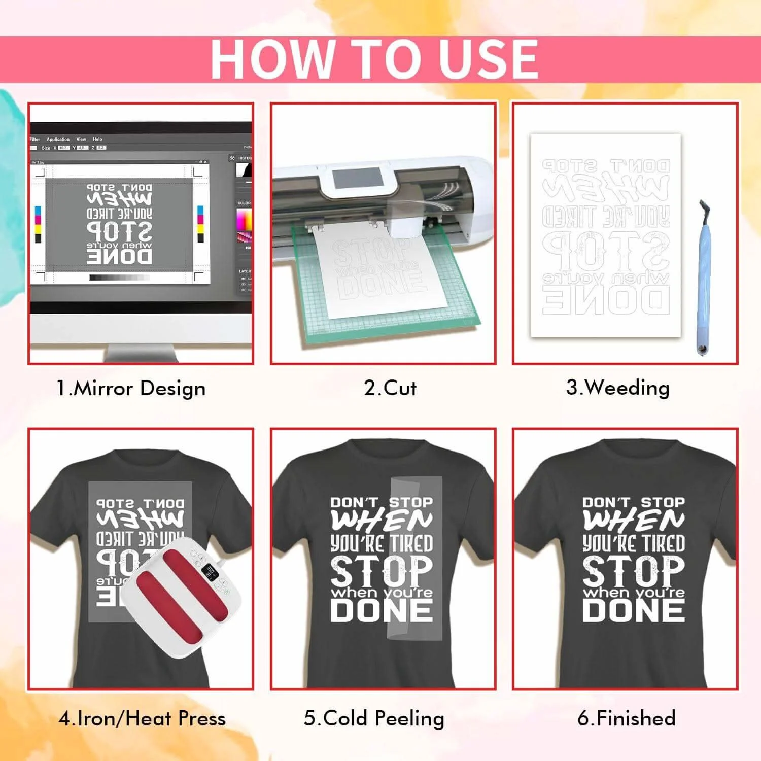 A-SUB Basic Color Heat Transfer Vinyl Roll 12"*8ft - Image 5