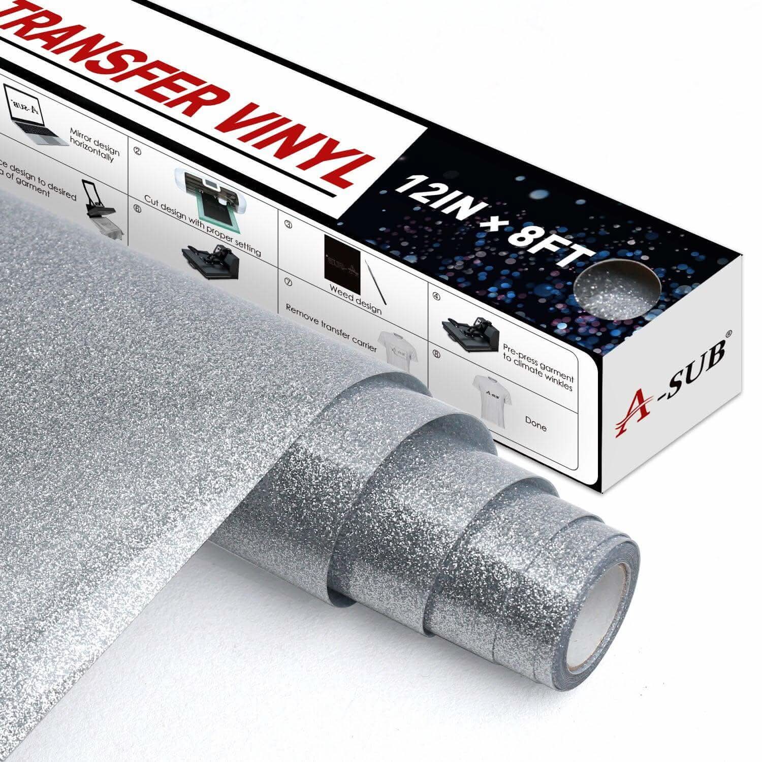 A-SUB Glitter Heat Transfer vinyl 12"* 8ft - Image 15