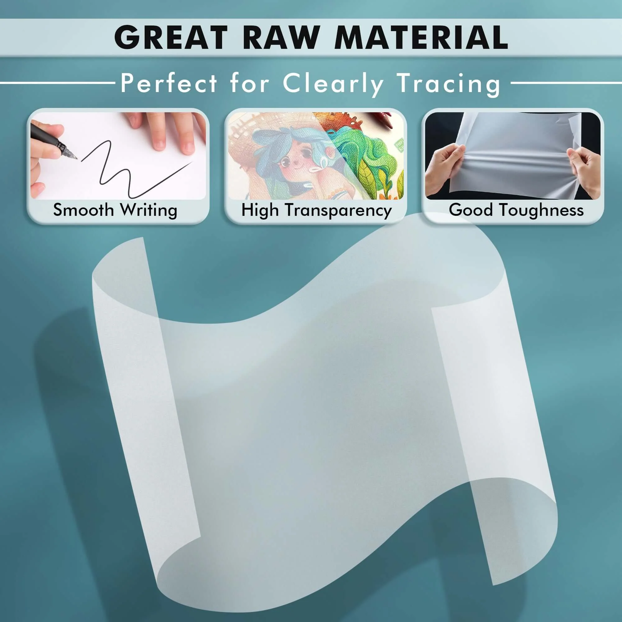 Artist’s Tracing Paper Pad 8.5x11 Inch 100 Sheets 32 LB / 50 GSM - Image 3