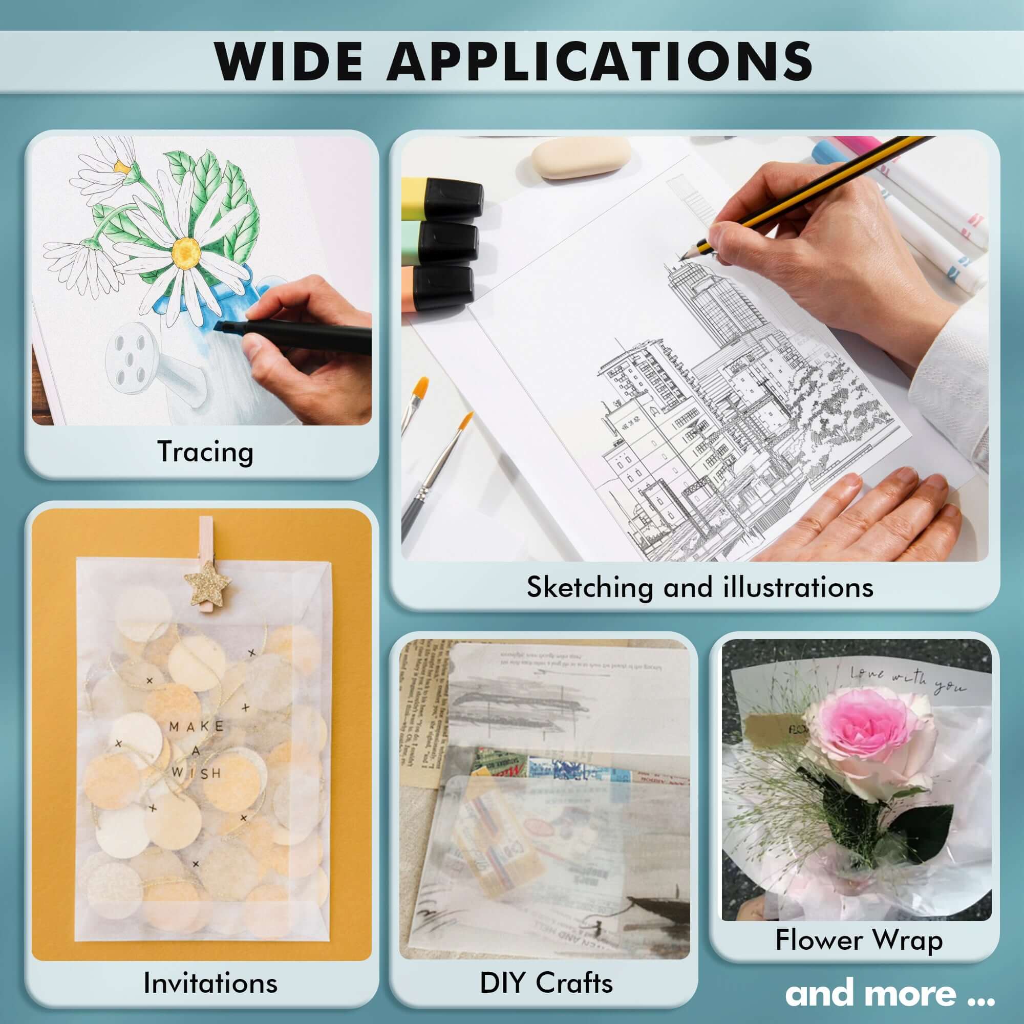 Artist’s Tracing Paper Pad 8.5x11 Inch 100 Sheets 32 LB / 50 GSM - Image 5