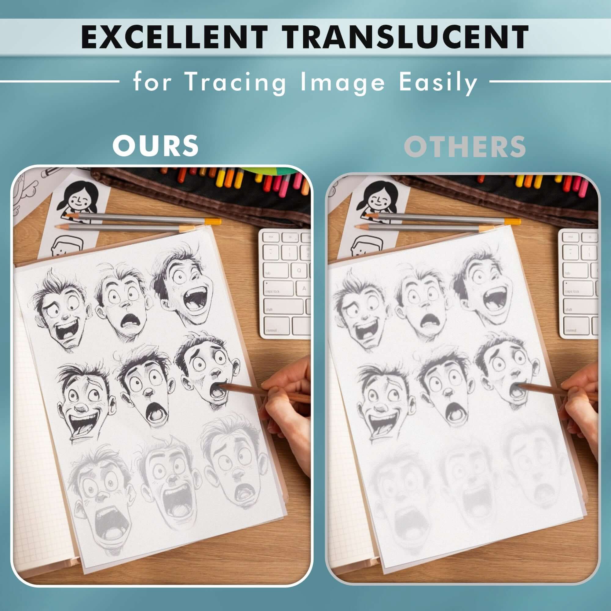 Artist’s Tracing Paper Pad 8.5x11 Inch 100 Sheets 32 LB / 50 GSM - Image 6