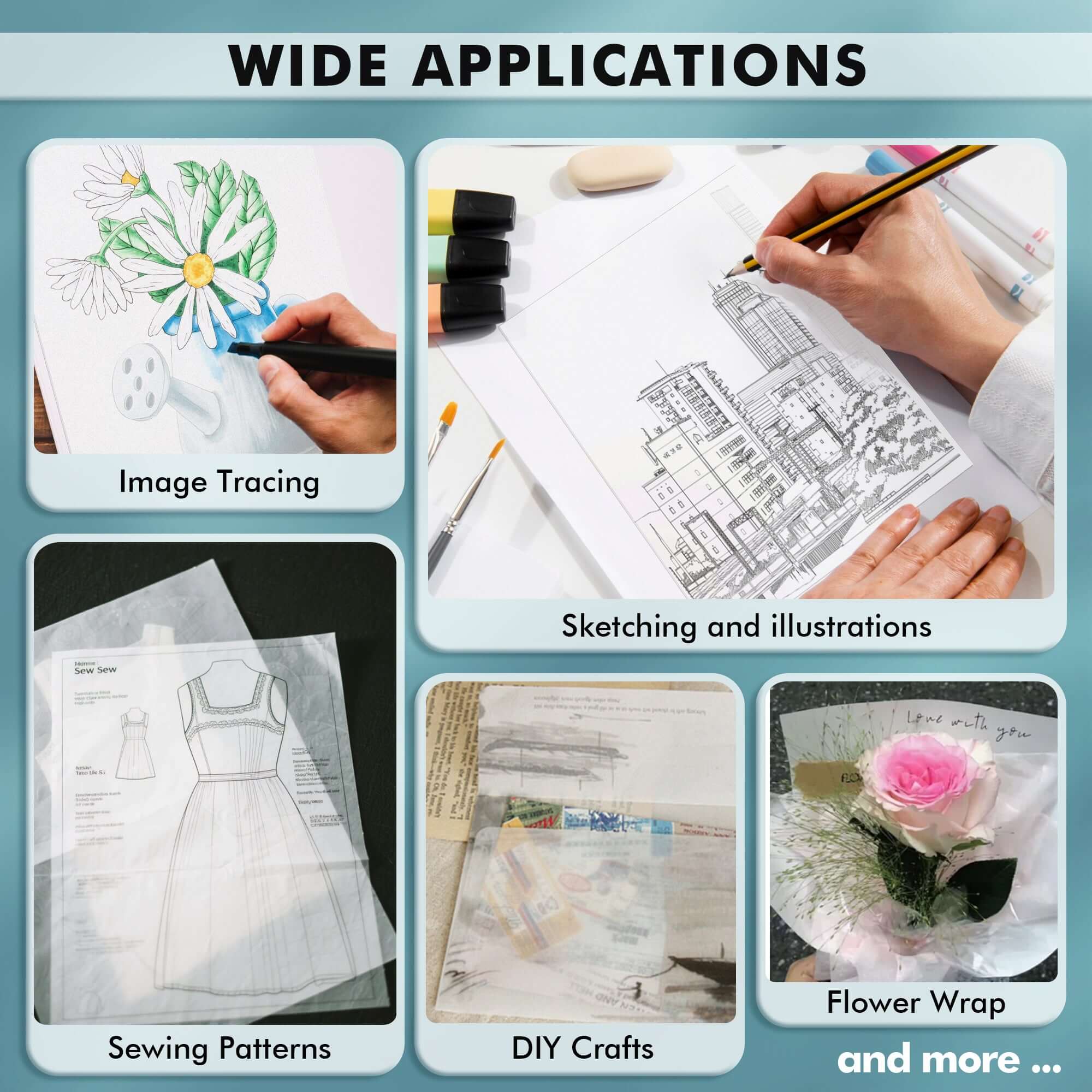 Artist’s Tracing Paper Pad 8.5x11 Inch 100 Sheets 38 LB / 60 GSM - Image 5