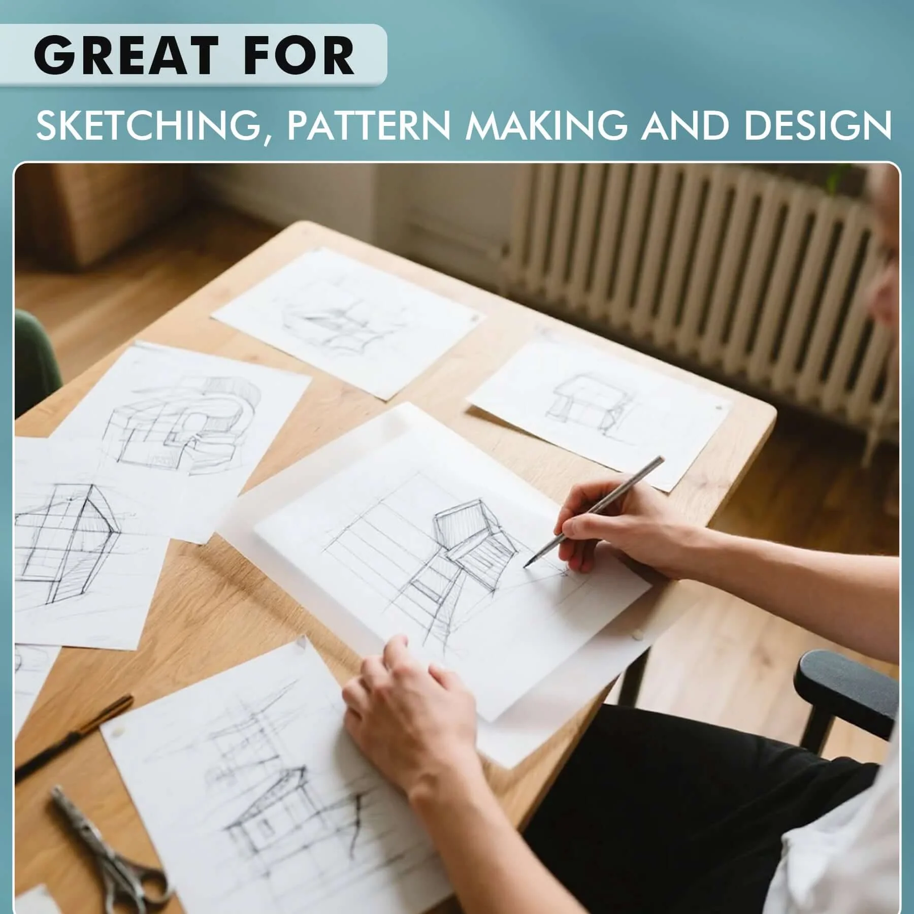 Artist’s Tracing Paper Pad Roll 12 Inches x 50 Yards 32lb/50gsm - Image 5