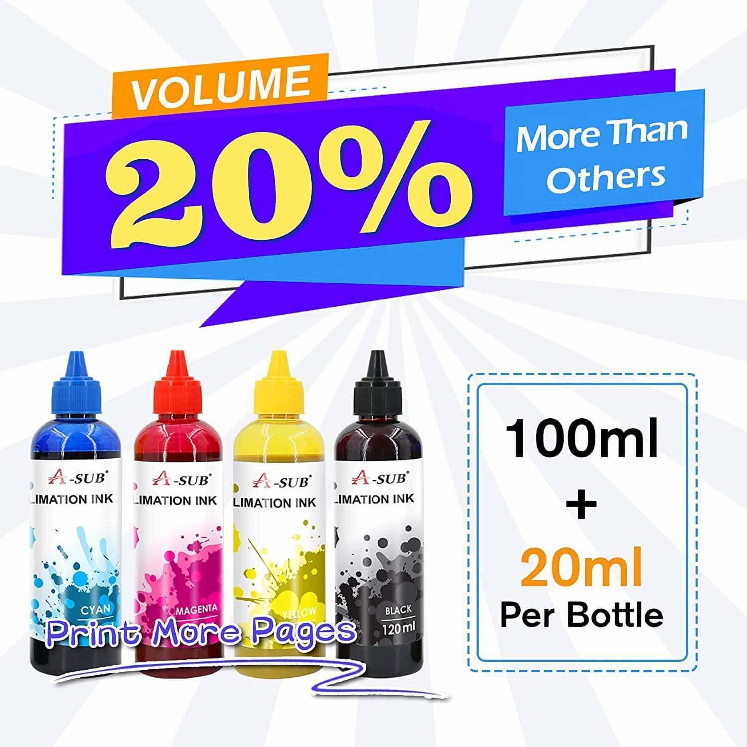 A-SUB Sublimation Ink for Epson Inkjet Printer  4x120ML - Image 3