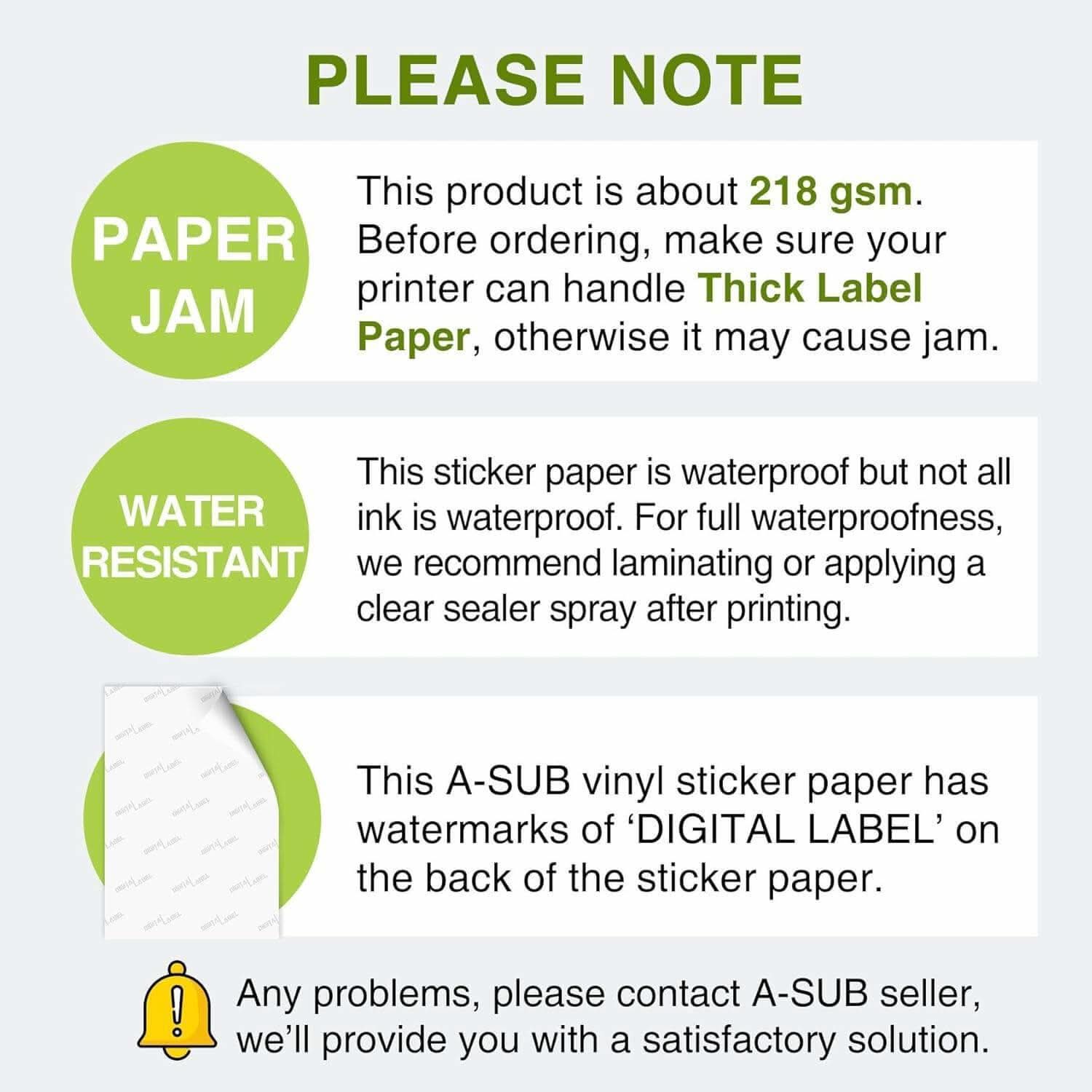 A-SUB Waterproof  Glossy Vinyl Sticker Paper for Inkjet Printer 25 Sheets - Image 3
