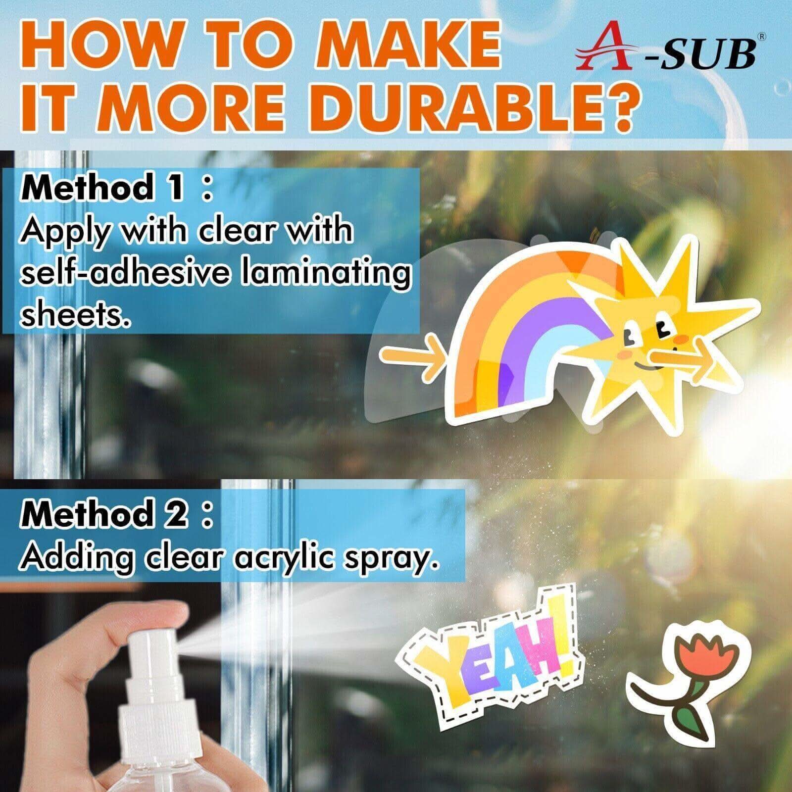 A-SUB Waterproof  Glossy Vinyl Sticker Paper for Inkjet Printer 25 Sheets - Image 6